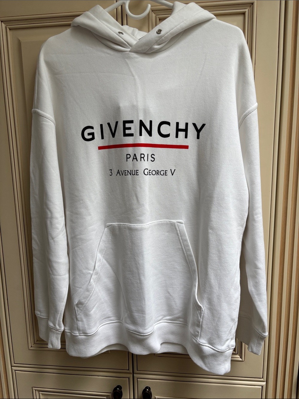 Givenchy White Hoodie with Black Logo BMJ05430AF. SIZE SMALL. NEW